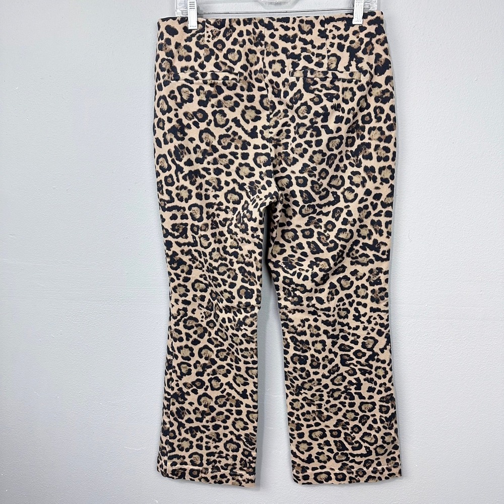 LOFT Leopard Print Pants Womens Size 8 Beige Black Side Zip Straight Leg Ankle - Picture 7 of 10